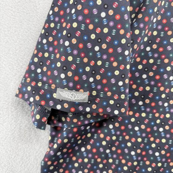 Straight Down Polo Shirt mens XL Gray Colorful Pool Ball Geometric Billiards - Picture 4 of 10